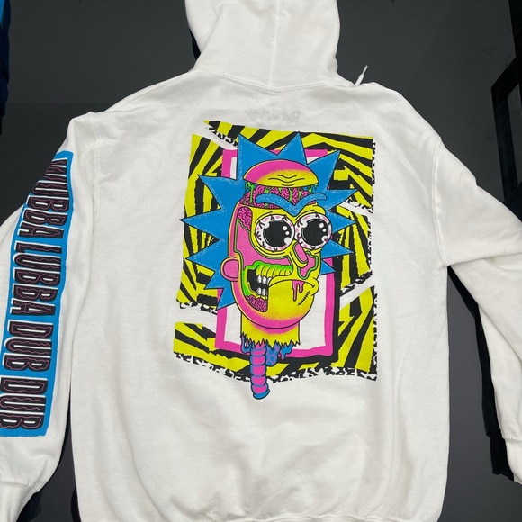 Men’s Rick and Morty Large ADULT SWIM white HOODIE MEN/WOMEN - Picture 7 of 9